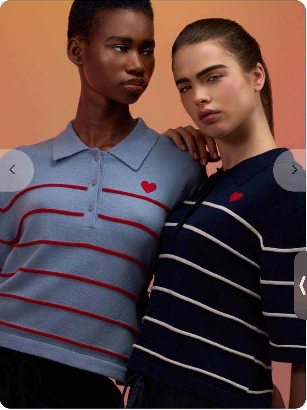Wispr- NWT Navy Striped Polo Top with Red Heart Accent